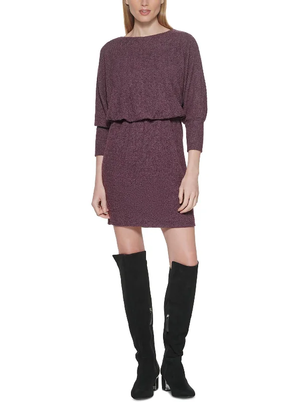 Soft Trends Petites Womens Blouson Short Mini Dress
