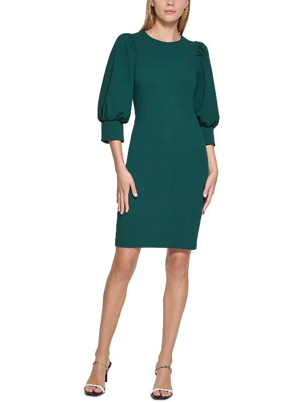 Relaxed Clothing Petites Womens Gathered Above Knee Sheath Dress