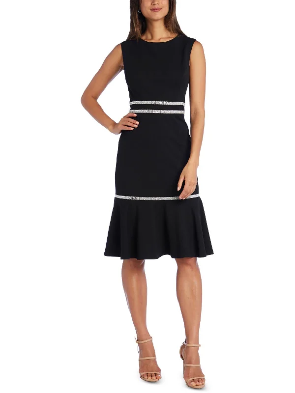 Trendy Looks Petites Womens Knit Embellished Cocktail and Party Dress