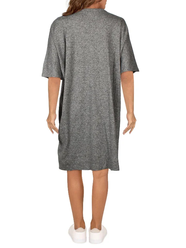 Modern Chic Petites Womens Organic Cotton Crewneck T-Shirt Dress