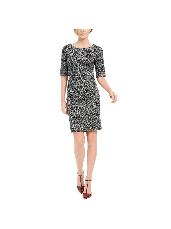 Breezy Outfits Petites Womens Pin Tuck Mini Sheath Dress