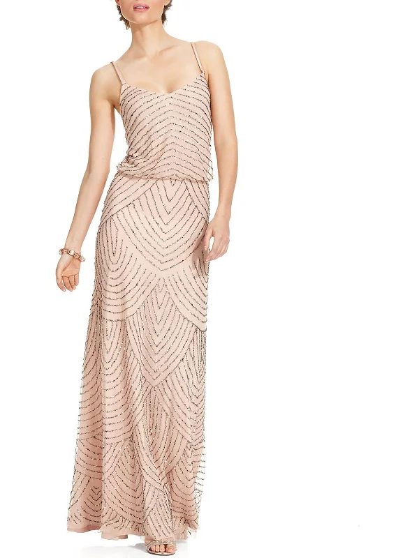 Soft Wearables Petites Womens Sequined Prom Evening Dress