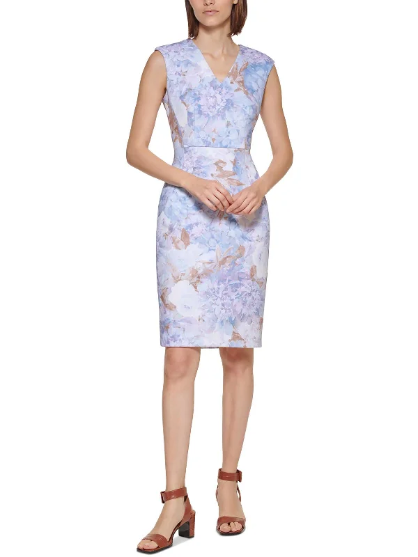 Smart Comfort Wear Petites Womens Sleeveless Above Knee Sheath Dress