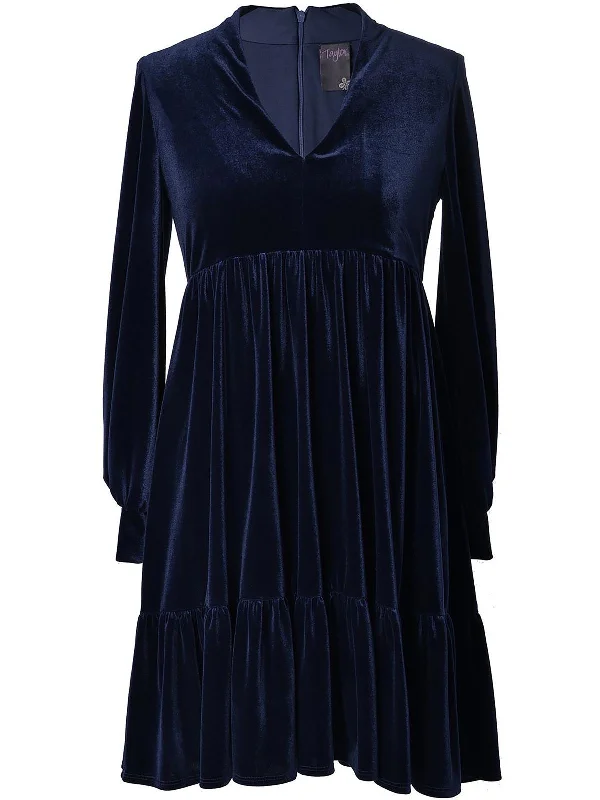 Chic Outfits Petites Womens Velvet Short Mini Dress