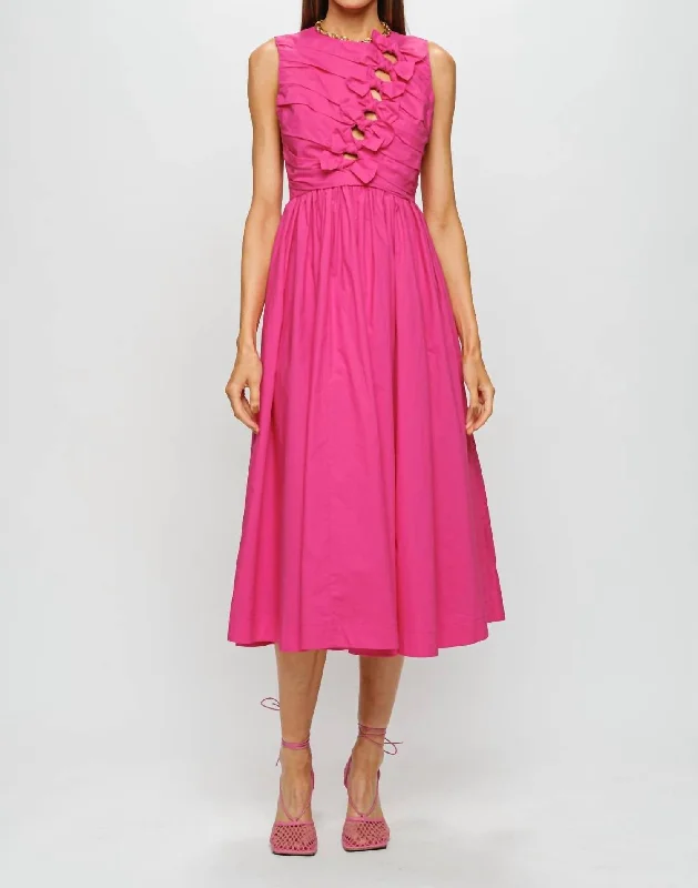 Soft Clothing Selina Midi Dress in Fuchsia