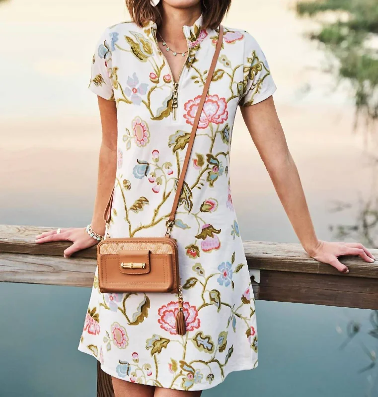 All-Day Outfits Short Sleeve Serena Pique Dress in Jane Jacobean Cream