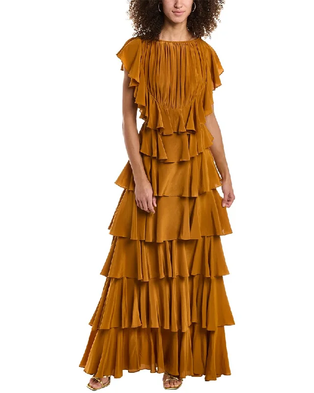 Trendy Comfort Wear Ulla Johnson Freja Tiered Silk Maxi Dress