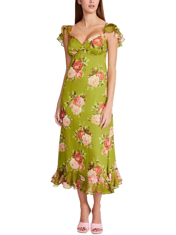 Effortless Dressing Womens Chiffon Floral Maxi Dress