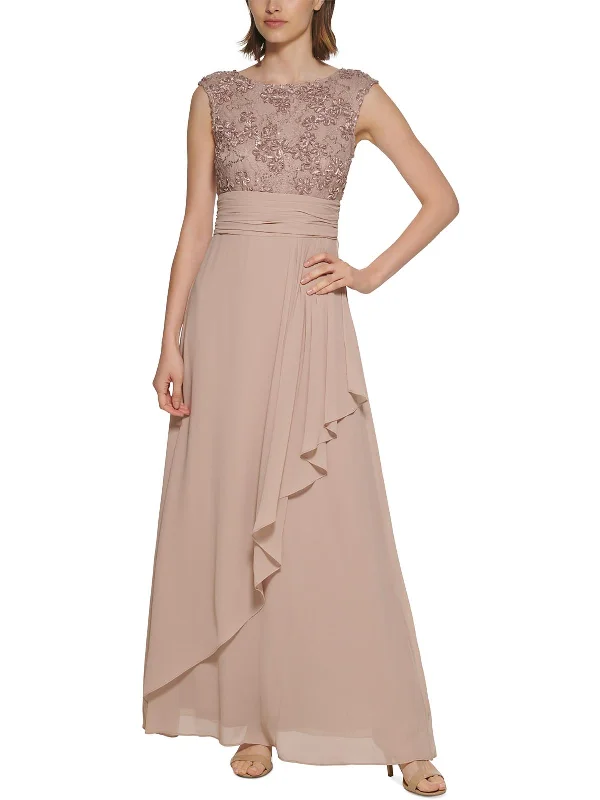 Elegant Wear Womens Chiffon Lace Evening Dress