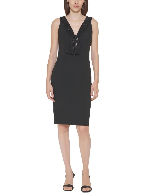 Breezy Comfort Womens Embellished Knee-Length Sheath Dress