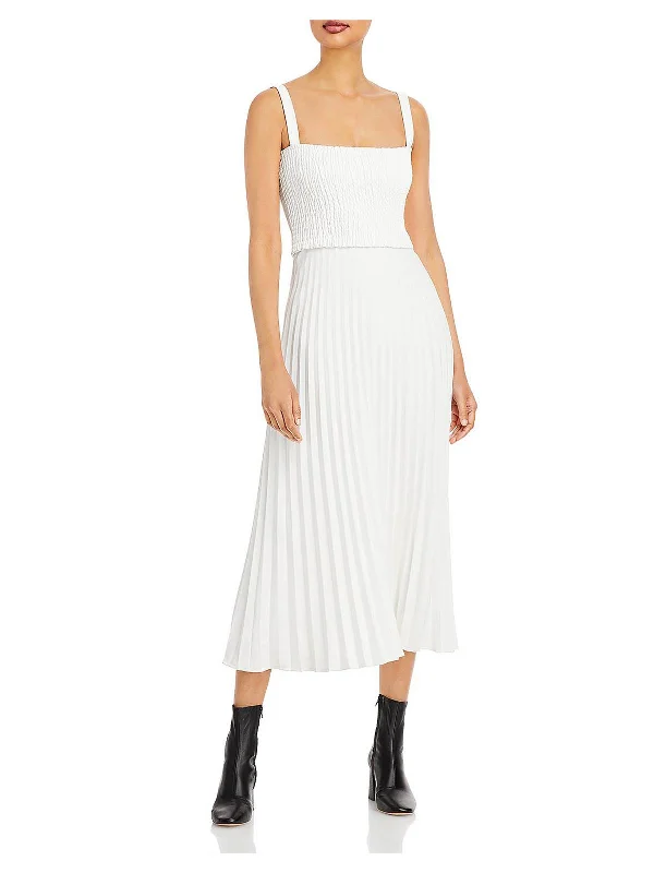 Cozy Lounge Wear Womens Faux Leather Mid Calf Midi Dress