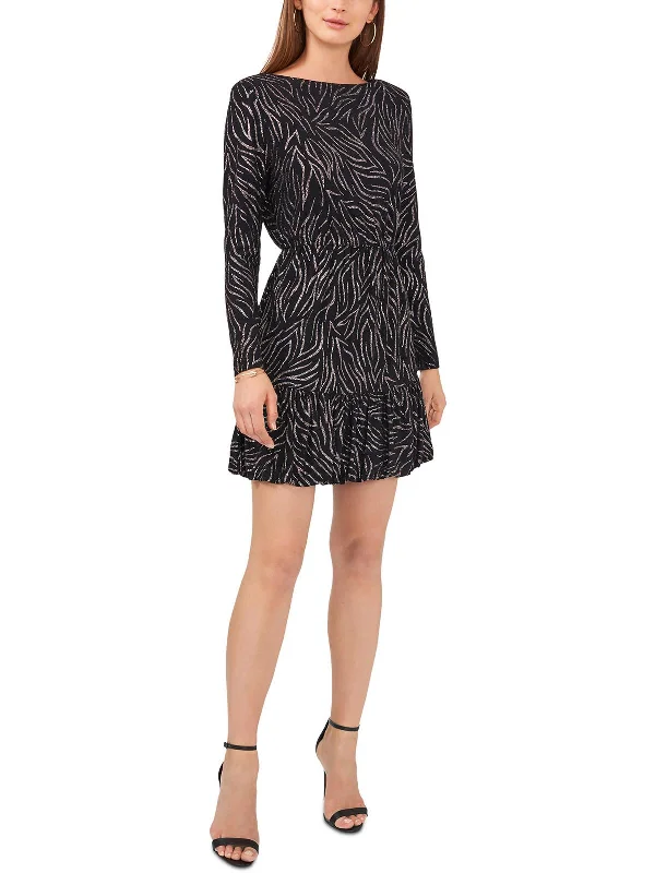 Cozy Apparel Womens Knit Glitter Fit & Flare Dress