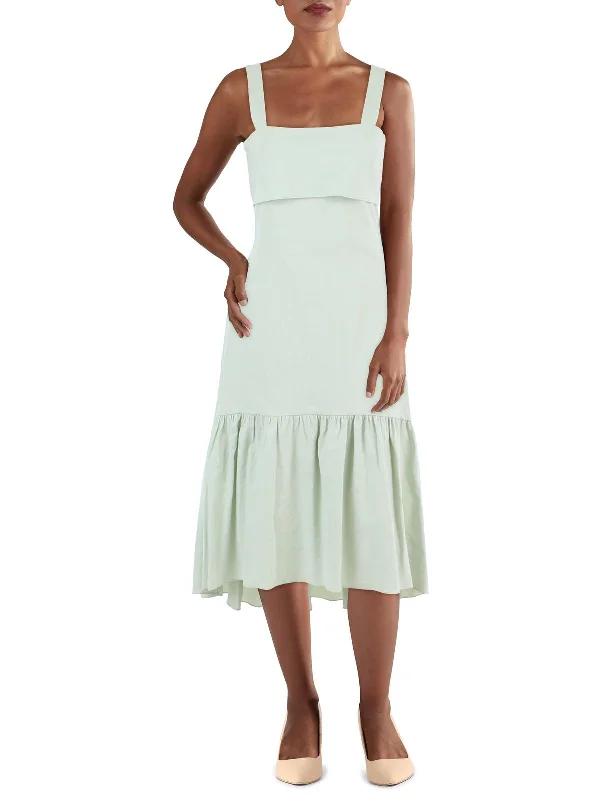 Comfy Layers Womens Linen Midi Fit & Flare Dress