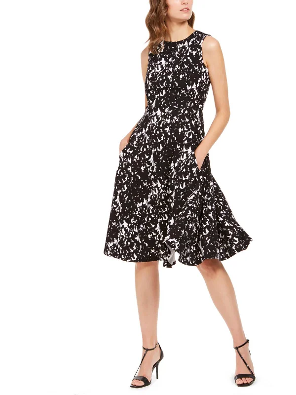 Relaxed Tops Womens Printed Knee Length Fit & Flare Dress
