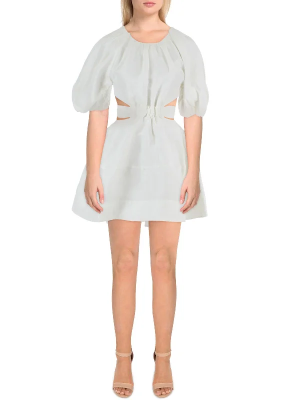 Effortless Looks Womens Silk Linen Mini Dress