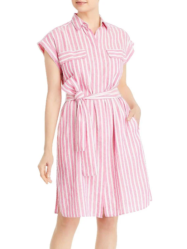 Comfortable Sweaters Womens Striped Mini Shirtdress