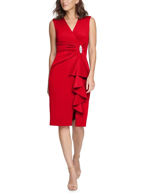 Trendy Dresses Womens Surplice Knee-Length Sheath Dress