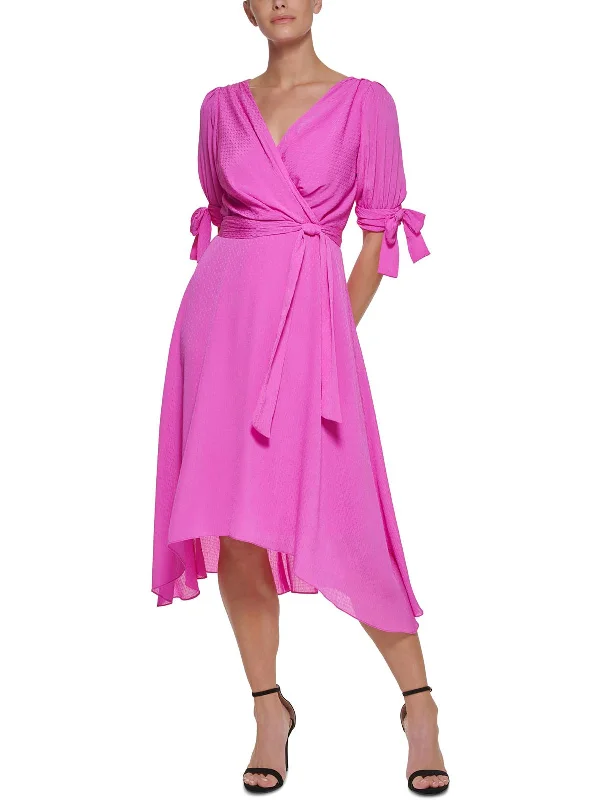 Light Fit Womens Surplice Midi Wrap Dress