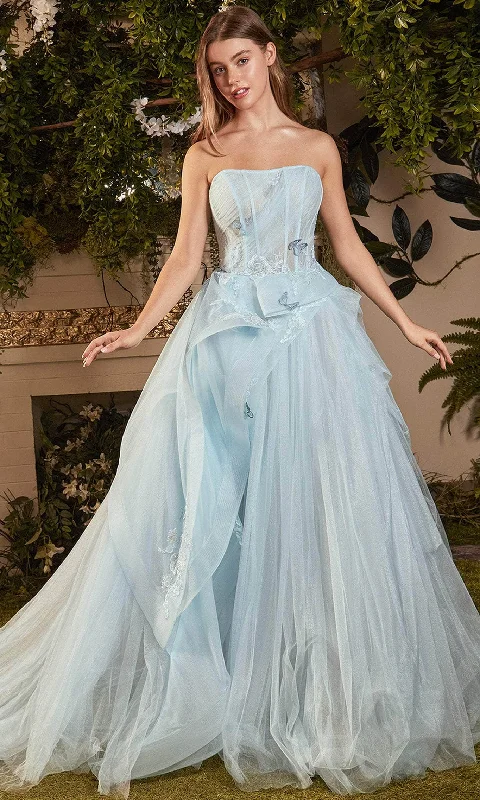 Relaxed Fit Wear Andrea and Leo A1021 - Draping Peplum Plus Size Prom Dress