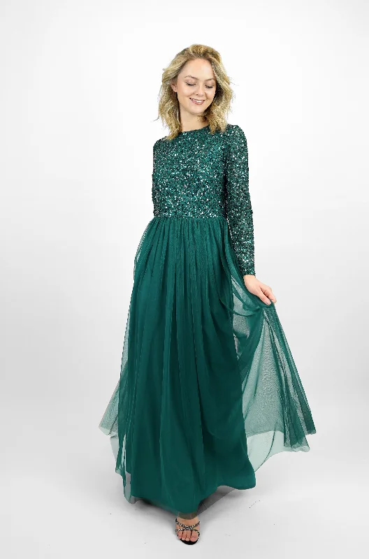 Weekend Comfort Wear Belle Emerald Green Long Sleeve Bridesmaid Dress