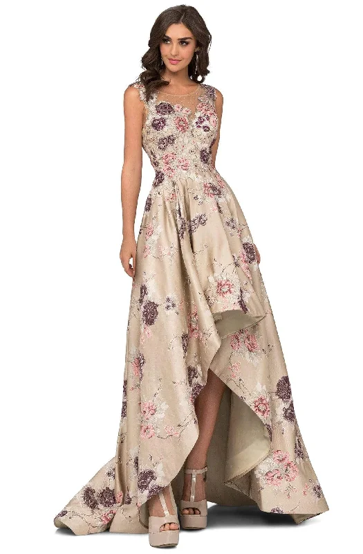 Soft Textures Cecilia Couture - 1403 Sequined Floral High Low Gown