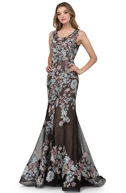 All-Day Outfits Cecilia Couture - 1404 Floral Applique Scoop Neck Trumpet Gown