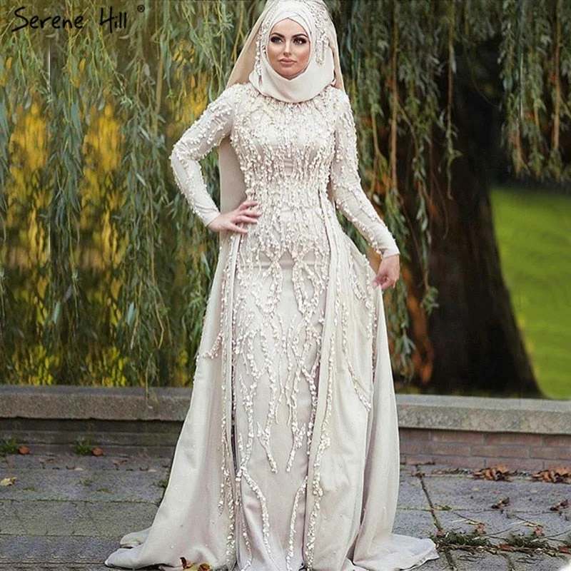 Soft Trends Dubai Designer High-end Evening Dresses Nude Beading Sequined LA6665