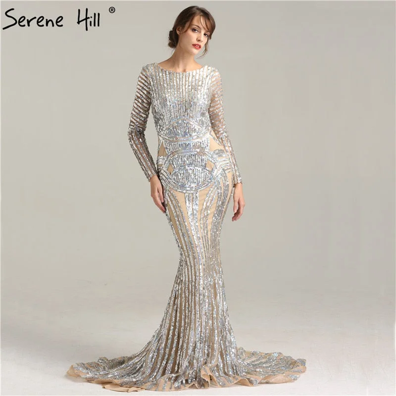 Trendy Comfort Wear Evening Dress Nude Backless Mermaid Evening Gowns LA6014