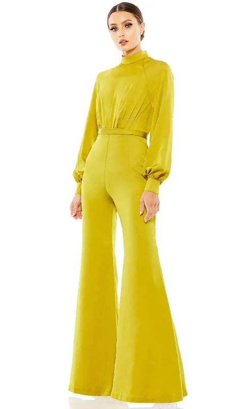 Comfortable Jeans Ieena Duggal 26685 - Bishop Sleeve Satin Jumpsuit