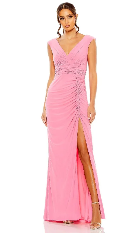 Relaxed Fits Ieena Duggal 55974 - Ruched Sheath Dress with High Slit