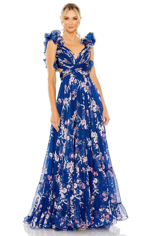 Cozy Outerwear Ieena Duggal 68520 - Ruffle Detailed Sleeve A-line Long Dress