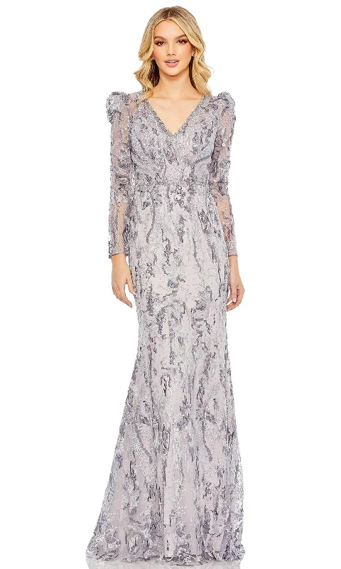 Comfy Layers Mac Duggal 20425 - Embellished V-Neckline Long Sleeve Evening Dress