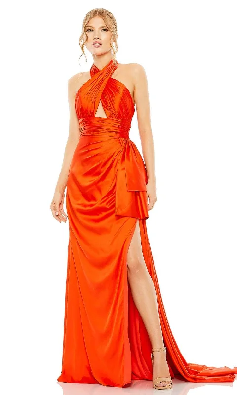 Breezy Comfort Mac Duggal 68444 - Crisscross Satin Halter Classic Prom Dress