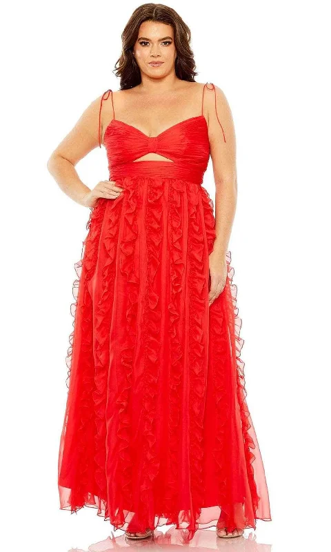 Versatile Outfits Mac Duggal 68543 - Ruffled Skirt Plus Size Prom Dress