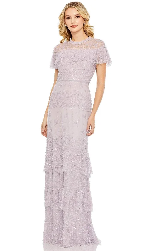 Easygoing Fashion Mac Duggal 9195 - Illusion Mesh Overlay Ruffled Long Dress