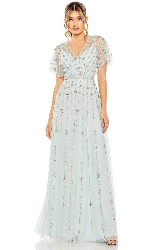 Elegant Wear Mac Duggal 9223 - Flutter Sleeve V-Neck Long Dress