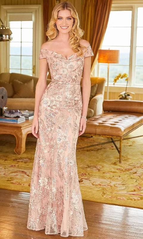Stylish Jackets Mori Lee 72506 - Off-Shoulder Floral Embroidered Long Dress