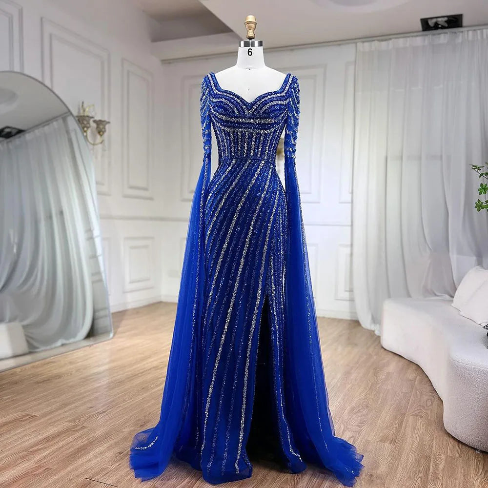 Effortless Looks Serene Hill Blue Sweetheart Mermaid Evening Gown with Beaded Overskirt - Luxury Dresses for Woman's Wedding Party 2024 LA72314