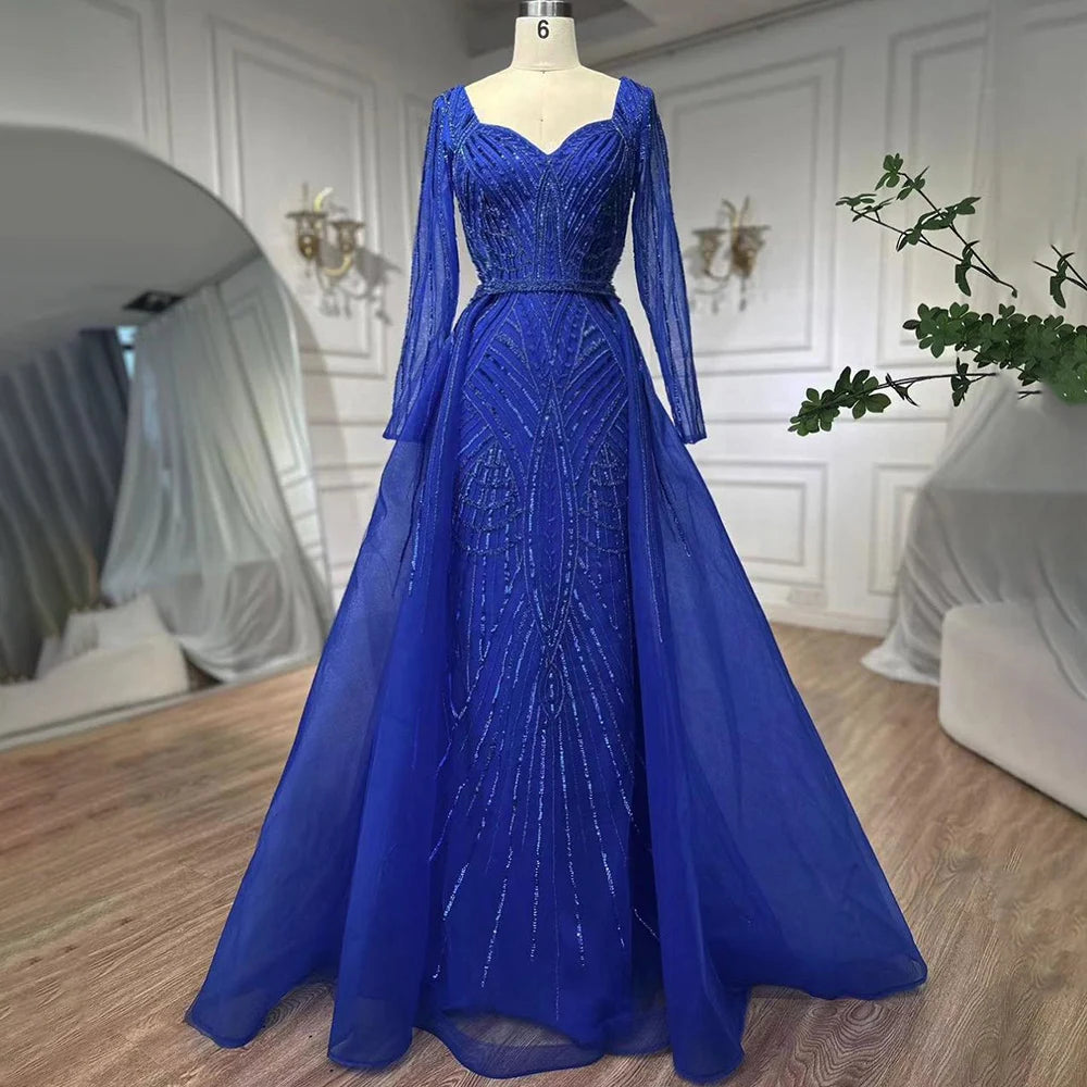 Cozy Apparel Serene Hill Muslim Royal Blue A Line Sweetheart Beaded Luxury Dubai Evening Dresses Gowns For Women Wedding Party 2024 LA72221