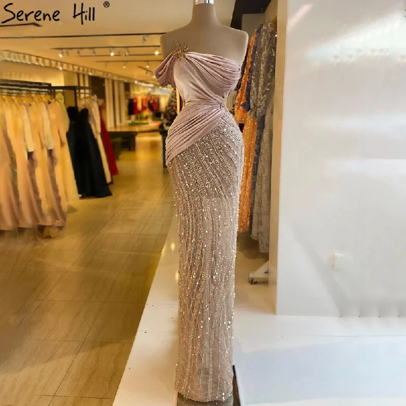 Light Fit Serene Hill Nude Pink Meramid Evening Dresses Gowns 2024 Luxury Beading Elegant For Women Party LA71095