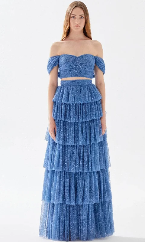 Comfy Chic Wear Tarik Ediz 52042 - Two Piece Tiered Off Shoulder Dress
