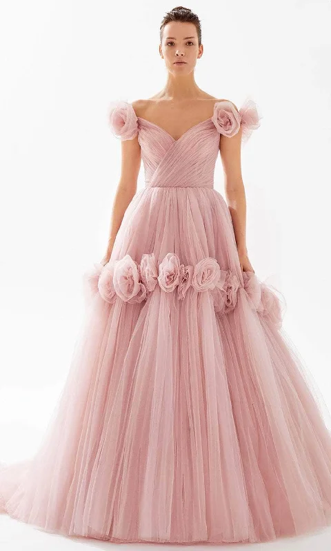Comfy Pants Tarik Ediz 98245 - Off-Shoulder Tulle Evening Gown