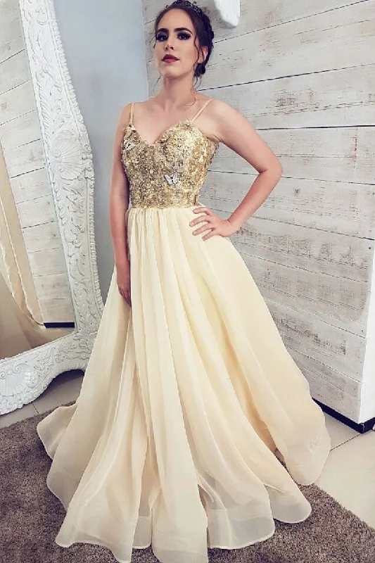 Warm Layers Champagne lace sweetheart long prom dress, evening dress