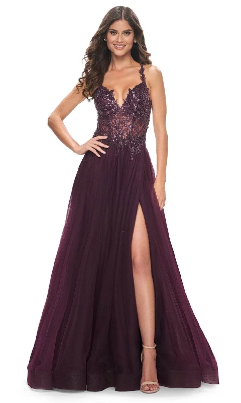 Comfy Pants La Femme 31471 - Beaded Lace Prom Dress