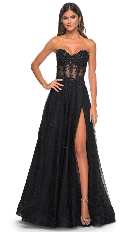 Casual Fit La Femme 32313 - Rhinestone Tulle Prom Dress