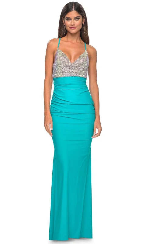 Simple Comfort La Femme 32320 - Draped Metallic Prom Dress