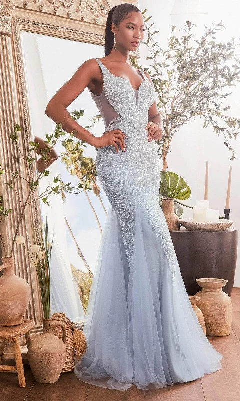 Versatile Casuals Ladivine CR874 - Beaded V-Neck Mermaid Prom Gown