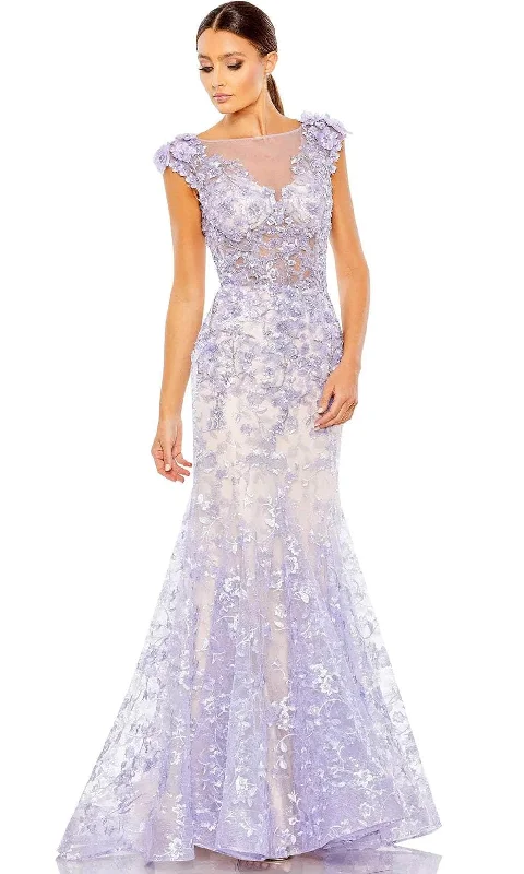 Effortless Dressing Mac Duggal 79357 - Floral Appliqued Illusion Trumpet Gown