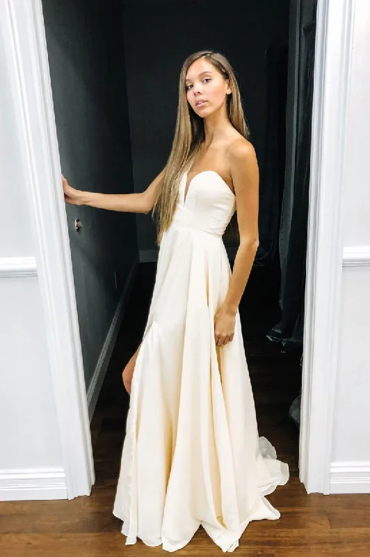 Fashion Comfort Simple sweetheart neck chiffon long prom dress, evening dress