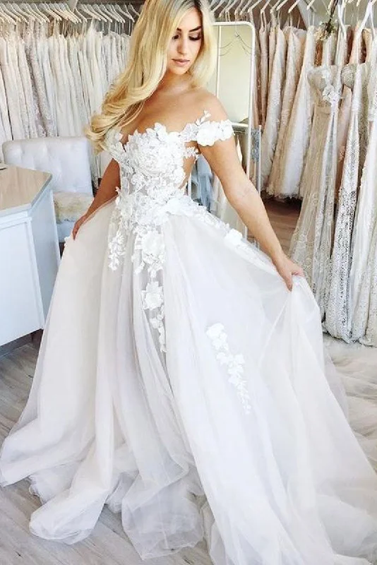 Layered Style White lace tulle long prom dress, tulle lace formal dress